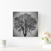 ツリーシルエットデザイン206 スクエア壁時計 (ホーム)