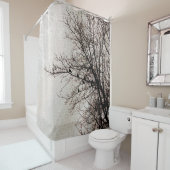 ツリーシルエットニュートラルモザイクの鳩 シャワーカーテン (インサイチュ)