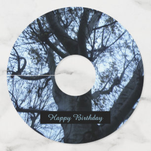 ツリーシルエット写真カスタムワイングラスラベル ワイングラスタグ