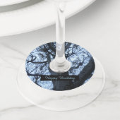 ツリーシルエット写真カスタムワイングラスラベル ワイングラスタグ (クローズアップ)