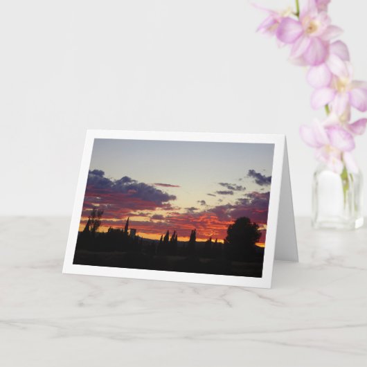 ツリーシルエット夕べサンセット カード (蘭)