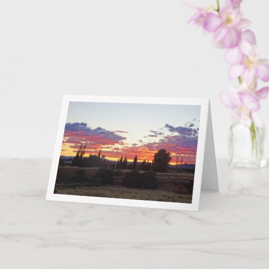 ツリーシルエット夕べサンセット カード (蘭)