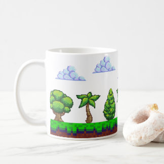 ツリーシンプルのピクセルアート コーヒーマグカップ