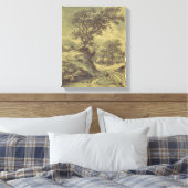 ツリースケッチヴィンテージアート – 変更されたデジタルプリント キャンバスプリント (インサイチュ (寝室))