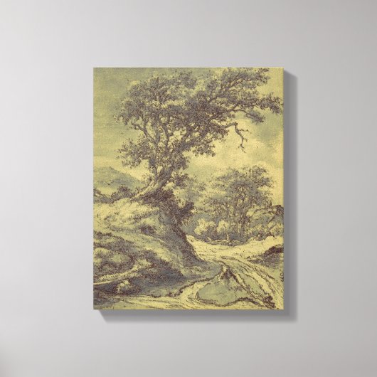 ツリースケッチヴィンテージアート – 変更されたデジタルプリント キャンバスプリント (正面)