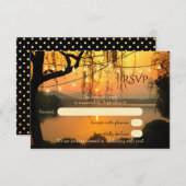 ツリーストリングライトサンセットウェディングRSVPカード 出欠カード (正面/裏面)