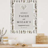 ツリースノーハート婚約パーティウェルカムサイン ポスター (キッチン)