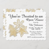 ツリースノーフレーククリスマスシュガークッキーの休日 招待状 (正面/裏面)