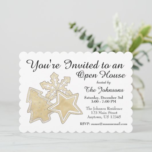 ツリースノーフレーククリスマスシュガークッキーの休日 招待状 (スタンド正面)