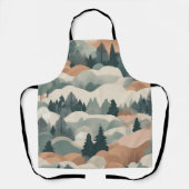 ツリーズアンドマウンテンズボホ抽象デザイン エプロン (正面)