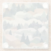 ツリーズアンドマウンテンズボホ抽象デザイン ガラスコースター (裏面)