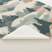 ツリーズアンドマウンテンズボホ抽象デザイン シェルパブランケット (3/4)