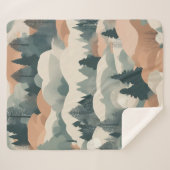 ツリーズアンドマウンテンズボホ抽象デザイン シェルパブランケット (正面(横))