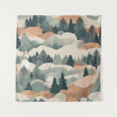 ツリーズアンドマウンテンズボホ抽象デザイン タペストリー (正面)