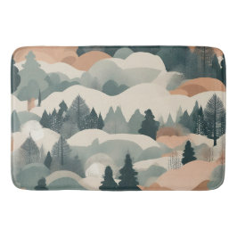 ツリーズアンドマウンテンズボホ抽象デザイン バスマット