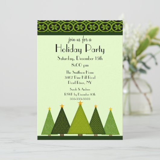 ツリーズエレガントクリスマスホリデーパーティ招待状 招待状 (スタンド正面)