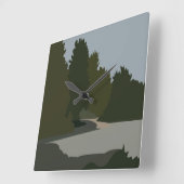 ツリーズフォレスト自然 スクエア壁時計 (傾斜)