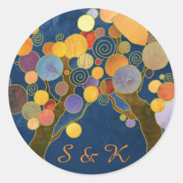 ツリーズユニークブルー結婚式の引き出物 ラウンドシール