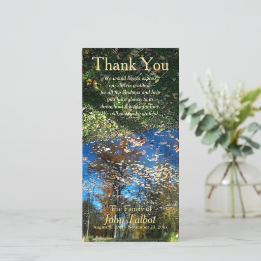 ツリーズリフレクション秋悔やみや弔慰サンキューP サンキューカード (スタンド正面)