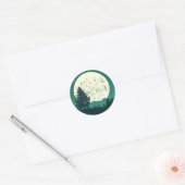 ツリーズワイルドライフ自然フォレストシルエット ラウンドシール (封筒)