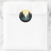 ツリーズワイルドライフ自然フォレストシルエット ラウンドシール (バッグ)