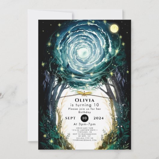 ツリーズ魔法ウッドランド誕生日 招待状 (正面)