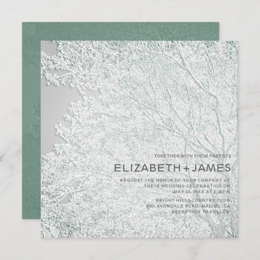 ツリーテーユニークマのエンボス様結婚(C) 招待状 (正面/裏面)