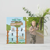 ツリートップ誕生日アドベンチャーパークアウトドアフォト 招待状 (スタンド正面)