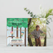 ツリートップ誕生日アドベンチャーパークアウトドアフォト 招待状 (スタンド正面)