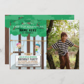 ツリートップ誕生日アドベンチャーパークアウトドアフォト 招待状 (正面/裏面)