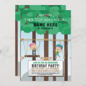 ツリートップ誕生日アドベンチャーパークアウトドア招待状 招待状 (正面/裏面)