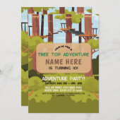 ツリートップ誕生日アドベンチャーパークアウトドア招待状 招待状 (正面/裏面)