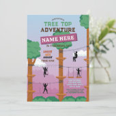 ツリートップ誕生日ピンクガールアドベンチャーパークアウトドア 招待状 (スタンド正面)