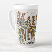 ツリートランク、アコルン、花の新年 カフェラテマグ (左アングル)