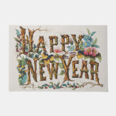 ツリートランク、アコルン、花の新年 ドアマット (正面)