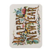 ツリートランク、アコルン、花の新年 マグネット (縦)