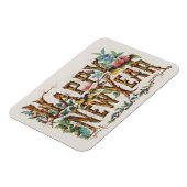 ツリートランク、アコルン、花の新年 マグネット (左側)