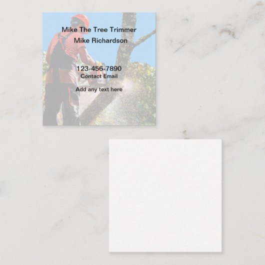 ツリートリマーシンプルビジネスカードデザイン スクエア名刺 (正面/裏面)