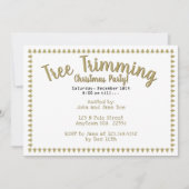 ツリートリミングクリスマスパーティー金ゴールド/ホワイトフォント 招待状 (正面)