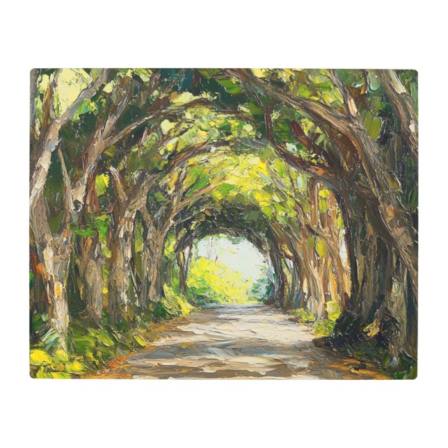 ツリートンネルカウアイ絵を描ウォーターカラーのウォールアート メタルプリント (正面)