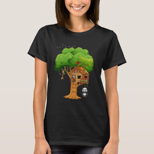 ツリーハウスかわいいパンダfor少年少女 tシャツ (正面)