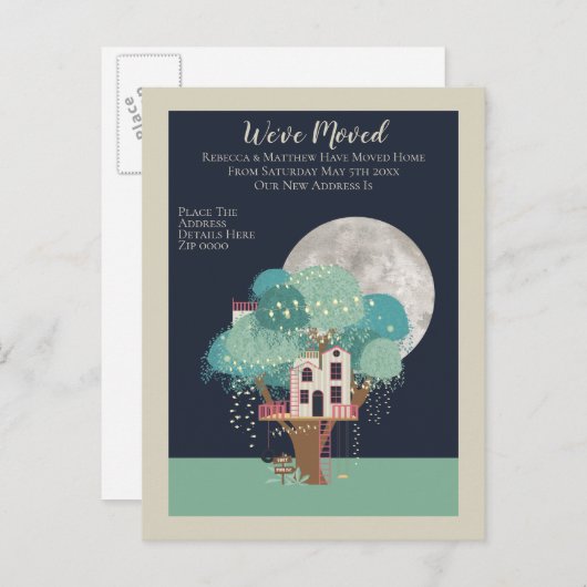 ツリーハウスとムーン我々は家に移動した 案内ポストカード (正面/裏面)