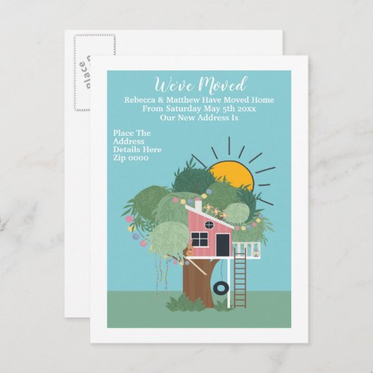 ツリーハウスと太陽の私たちは家に移動した 案内ポストカード (正面/裏面)