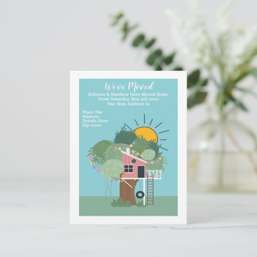 ツリーハウスと太陽の私たちは家に移動した 案内ポストカード (スタンド正面)