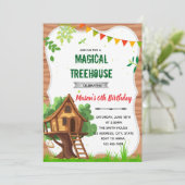 ツリーハウスの誕生日の招待 招待状 (スタンド正面)