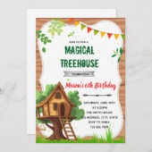 ツリーハウスの誕生日の招待 招待状 (正面/裏面)