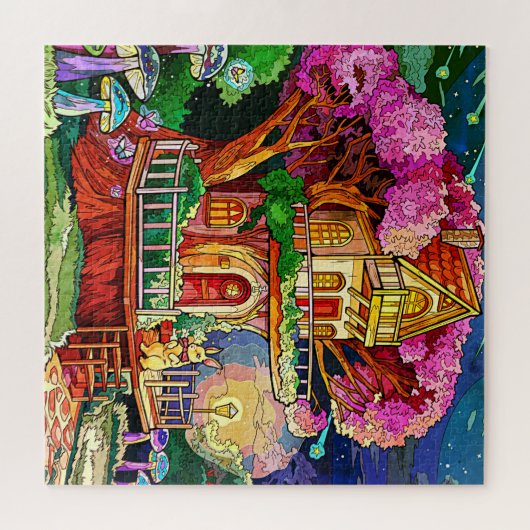 ツリーハウスウィズバニーイラストレーション ジグソーパズル (横)