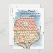 ツリーハウスウォーターカラー我々は家に移動した 案内ポストカード (正面/裏面)