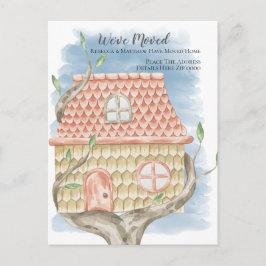 ツリーハウスウォーターカラー我々は家に移動した 案内ポストカード