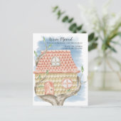 ツリーハウスウォーターカラー我々は家に移動した 案内ポストカード (スタンド正面)